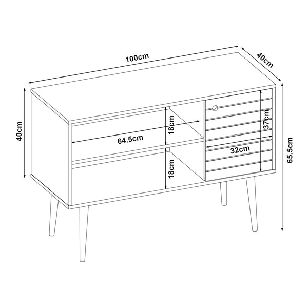 TV-szekrény Vare 100x40x66 cm fehér/sárga [en.casa]