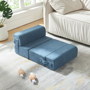 Kisállat lépcső Joelerhatra 4 részes 45x50x45 cm kordbársony kék [en.casa]