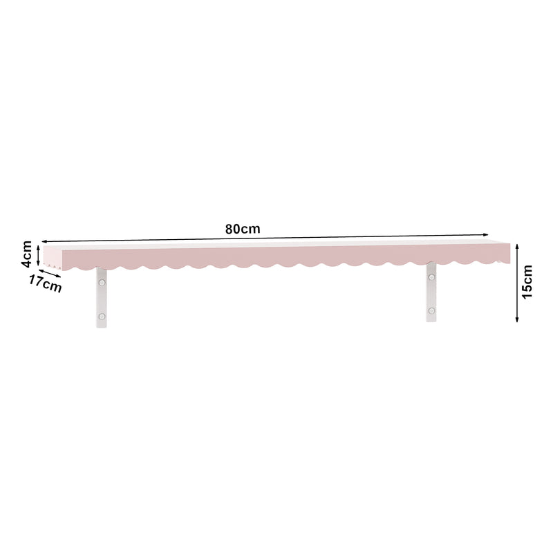 Méretrajz Gyerek fali polc 2db-os szett Vestnes 80x17x4 cm vattacukor [en.casa]