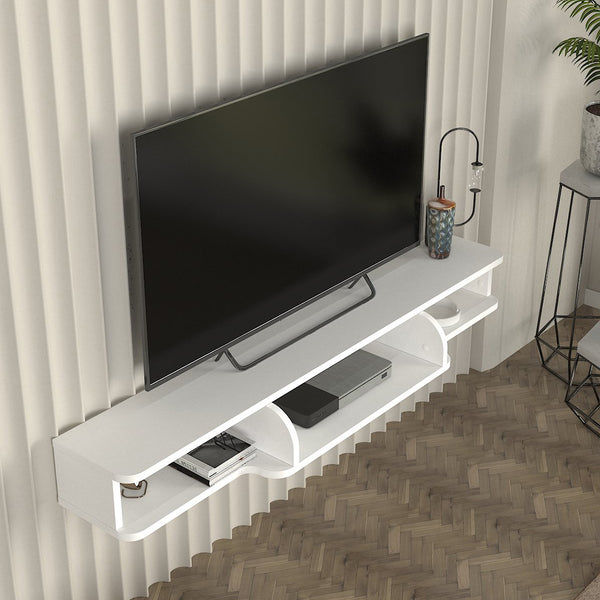 TV állvány falra Aar 135x30x16 cm fehér [en.casa]