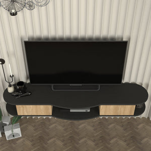 Falra szerelhető TV-állvány Nyskiri 150x35x19 cm antracit/tölgyfa hatású [en.casa]