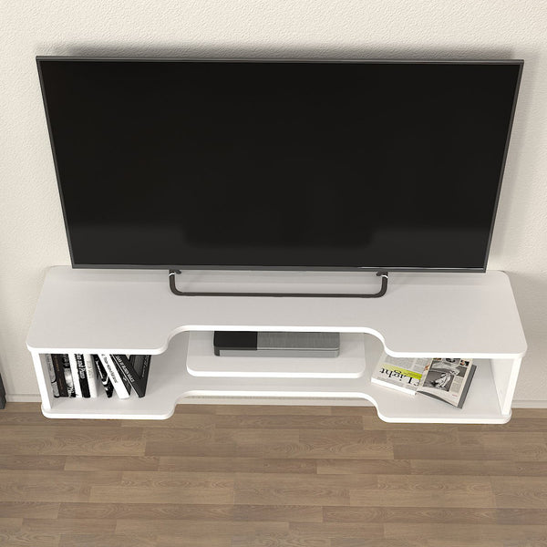 Falra szerelhető TV állvány Yrela 120x30x26 cm fehér [en.casa]