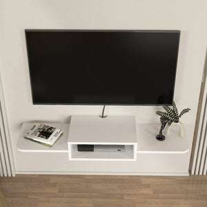 Falra szerelhető TV állvány Tar 115x30x16 cm fehér [en.casa]