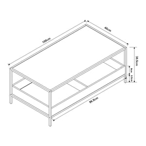 Dohányzóasztal Belana 100x48x39 cm fekete/tölgyfa hatású [en.casa]