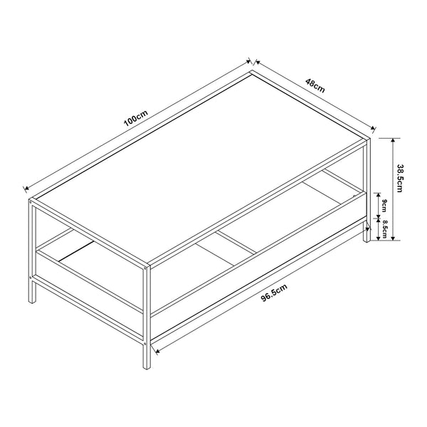 Dohányzóasztal Belana 100x48x39 cm fekete/tölgyfa hatású [en.casa]
