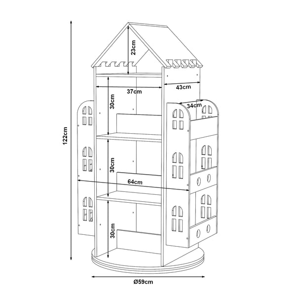 Forgatható gyerekpolc Sanköre 122x64x43 cm fenyőfa natúr [en.casa]