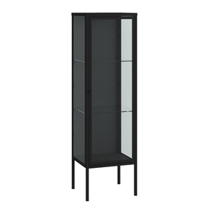 Vitrines szekrény Borshavisa 116x34x30 cm acél fekete [en.casa]
