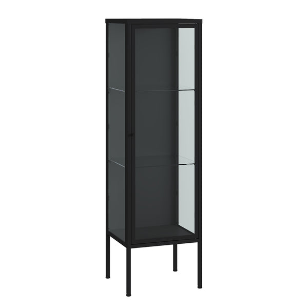 Vitrines szekrény Borshavisa 116x34x30 cm acél fekete [en.casa]