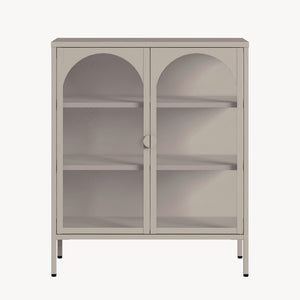 Vitrines szekrény Klippestad acél 95x80x35 cm teveszín [en.casa]