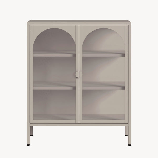 Vitrines szekrény Klippestad acél 95x80x35 cm teveszín [en.casa]