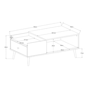 Dohányzóasztal Hallevil fiókkal 106x59x44 cm világosszürke [en.casa]