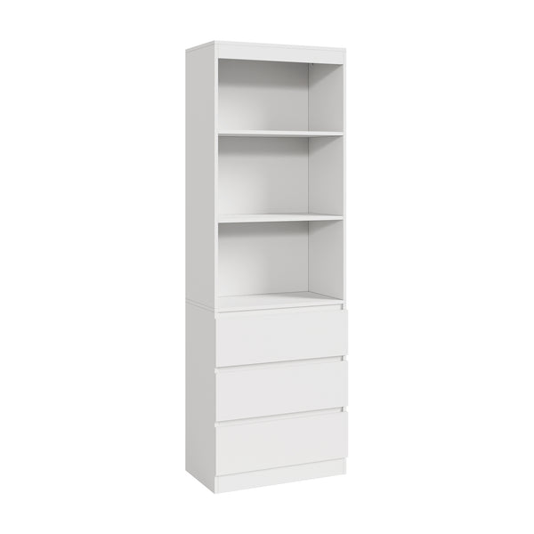 Könyvespolc Les 3 fiókkal 180x60x35 cm fehér [en.casa]