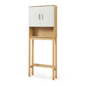 Tárolószekrény WC fölé Ferrersp 160x63x20 cm tölgyfa hatású/homokszín [en.casa]