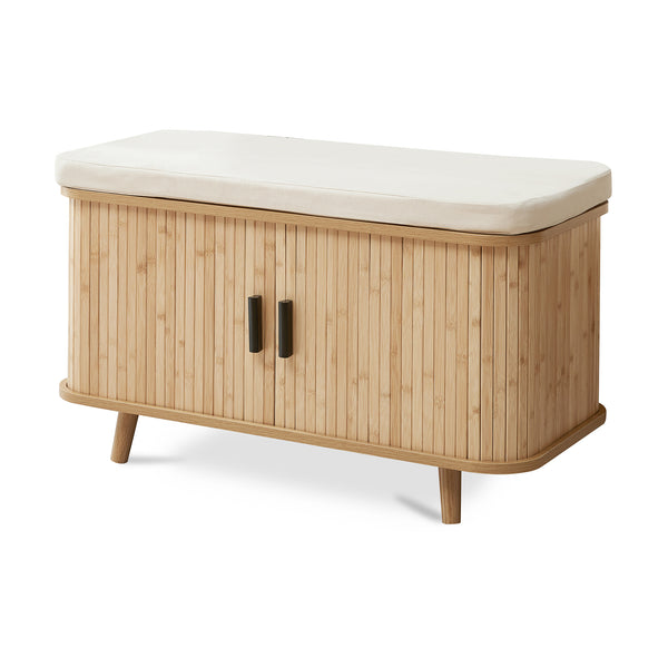 Cipősszekrény ülőpárnával Tvedestrand 50x80x40 cm bambusz/beige [en.casa]