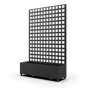 Gurulós válaszfal Toma virágosládával acél 190x82x38 cm fekete [casa.pro]