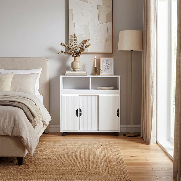 Kerekes kisasztal Fadeskimma 72x70x20 cm Fehér [en.casa]