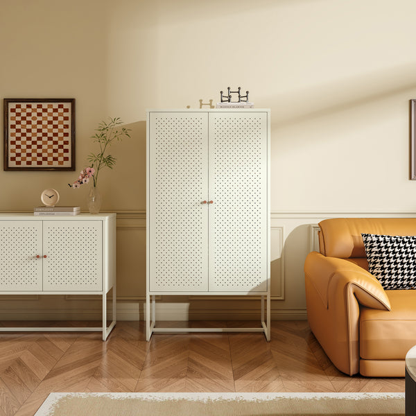 Tárolószekrény Viitasaari 150x80x40 cm acél krémfehér [en.casa]