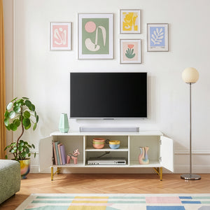 TV-szekrény Reyri 120x39x52 cm fehér/aranyszínű [en.casa]