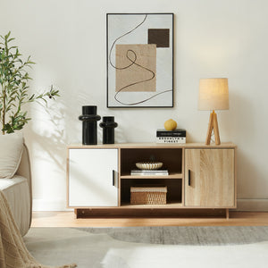 TV szekrény Kenta 120x39x52 cm Sonoma tölgy hatású/fehér [en.casa]