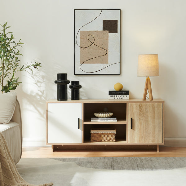 TV szekrény Kenta 120x39x52 cm Sonoma tölgy hatású/fehér [en.casa]