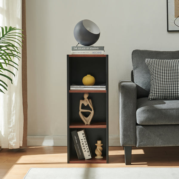 Könyvespolc Trond 80x30x23 cm fekete/diófa hatású [en.casa]