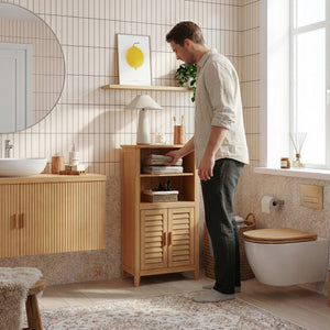 Kis szekrény Rirg 92x50x25 cm bambusz természetes [en.casa]