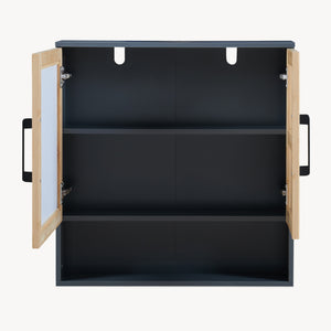 Tükrös fürdőszobaszekrény Svanes 58x56x13 cm sötétszürke/natúr [en.casa]