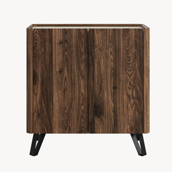 Komód Trorlon 83x80x40 cm diófa hatású/travertin [en.casa]