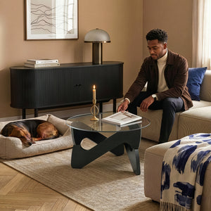 Dohányzóasztal Reypio Ø70x35 cm fekete/szürke [en.casa]