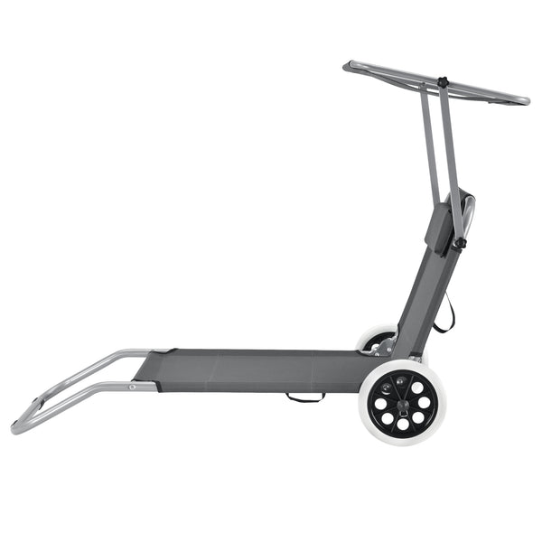 Napozóágy napellenzővel és görgőkkel két darabos szett sötétszürke [casa.pro]