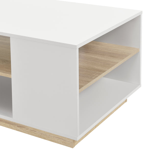 Dohányzóasztal Trelleborg tárolópolccal fehér / tölgy [en.casa] 