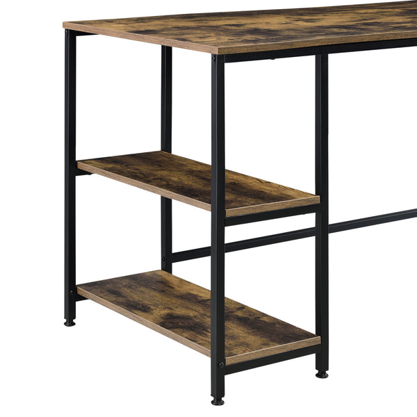 Íróasztal Vilhelmina 2 polcokkal fekete/sötét fa [en.casa]