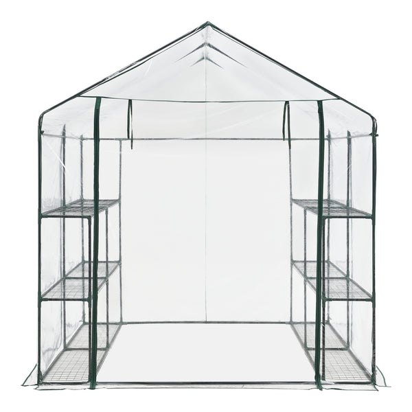 Fóliasátor Grünau 200 x 200 x 220 cm acél PVC fólia átlátszó [en.casa]