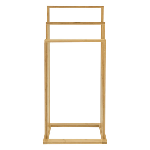 Bambusz törölközőtartó állvány 3 rúddal 82 cm Rana natúr [en.casa]