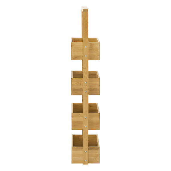 Bambusz háztartási polc 4 tárolórekesszel 88 cm Bardu natúr [en.casa]