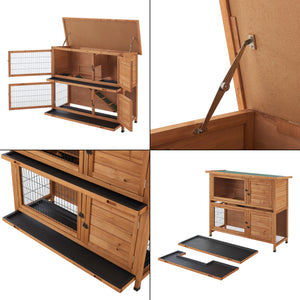 Kétszintes nyúlketrec Falkenau 104 x 122 x 50 cm jegenyefenyő [en.casa] 