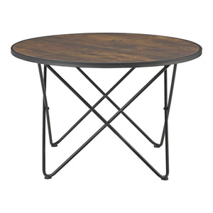 Dohányzóasztal Goskamark 80 x 50 cm acél/forgácslap fa-hatású, sötét árnyalat [en.casa]