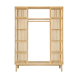 Gardróbszekrény Hudiksvall 2 tolóajtóval bambusz natúr [en.casa]