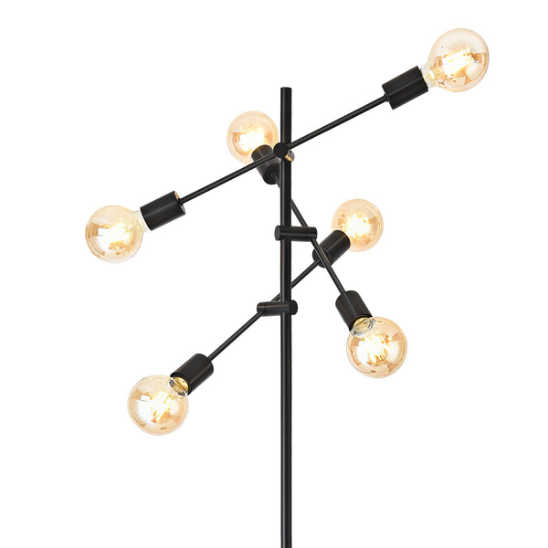Állólámpa Craigavon 154 cm Fekete 6 x E27 max. 60W [lux.pro] 