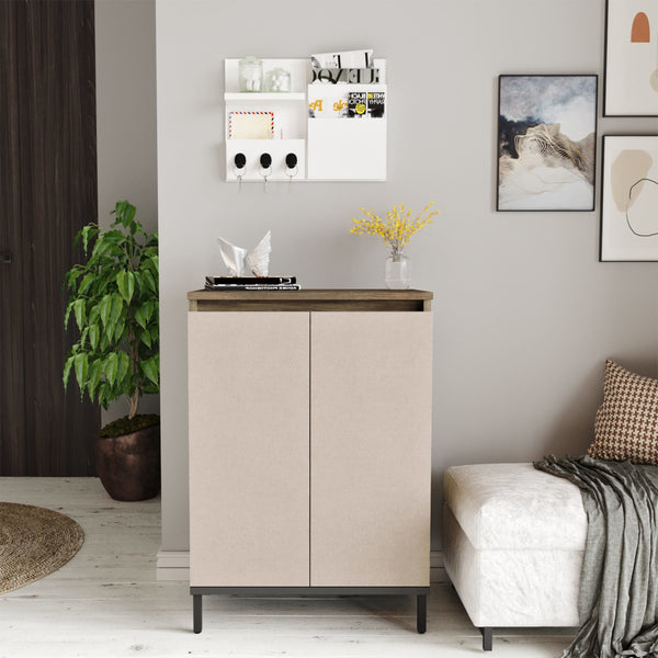 Lieksa cipősszekrény 3 polccal 85,5x60x35,5 cm szürke tölgy [en.casa]