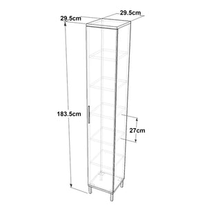 Lieto magas szekrény 6 polccal 183,5 x 29,5 x 29,5 cm szürke tölgy [en.casa]