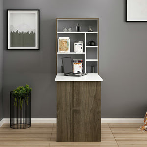 Lehajtható íróasztal Greve 82x62x16 cm forgácslap fehér dió [en.casa] 