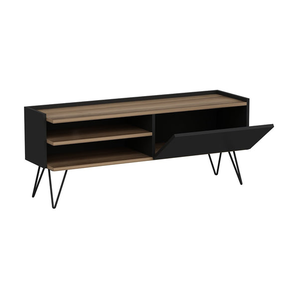 TV-állvány Dronninglund 50x124x37 cm fekete fa hatású [en.casa] 