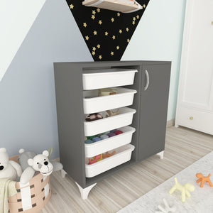 Lødingen kisasztal 5 tárolókosárral antracit / fehér [en.casa]