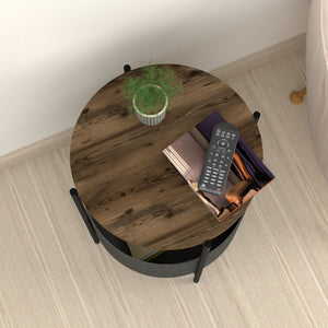 Hofors 60x43cm antracit / tölgyfa hatású, antik kisasztal [en.casa]