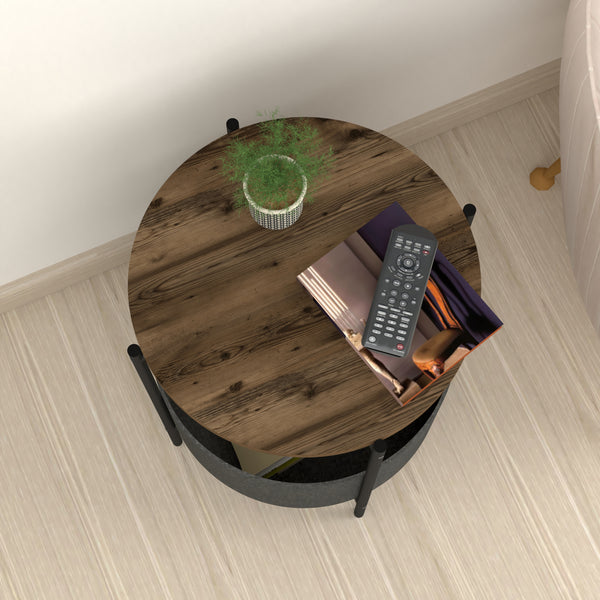 Hofors 60x43cm antracit / tölgyfa hatású, antik kisasztal [en.casa]