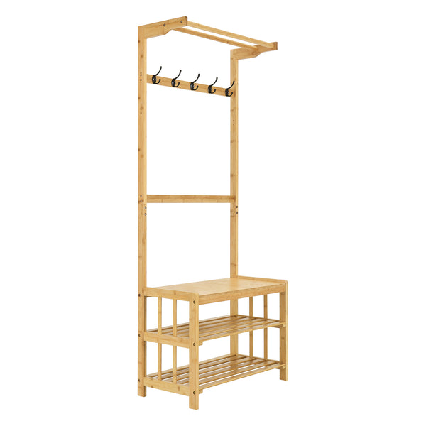 Ruhatartóállvány Tornio bambusz natúr [en.casa] 