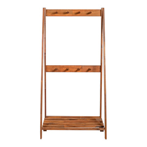 Ruhatartó állvány 8 ruhaakasztóval Middelfart 152 x 75 x 45 cm fa sötét árnyalat [en.casa] 