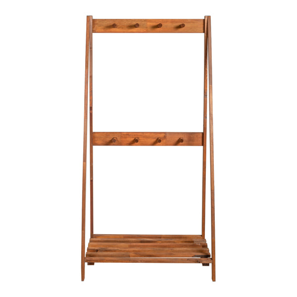 Ruhatartó állvány 8 ruhaakasztóval Middelfart 152 x 75 x 45 cm fa sötét árnyalat [en.casa] 