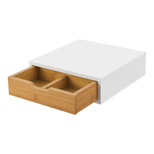 Íróasztali fiókos rendező Vieremä 9x30x31cm fehér/bambusz hatású [en.casa]